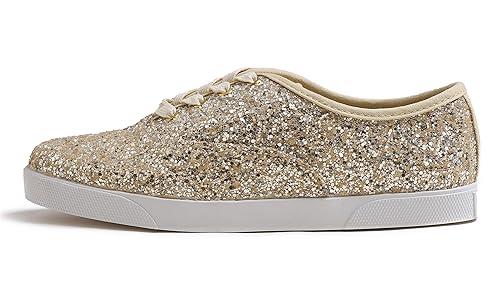 Image of FEVERSOLE Women's Fashion Dress Sneakers Party Bling Casual Flats Embellished Shoes