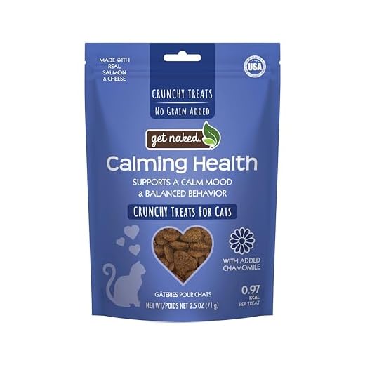 Get Naked Grain-Free Cat Calming Treats, Crunchy Salmon & Cheese Flavor, Feline Anxiety Relief & Stress Control, Calm Cat Treats, Made in USA, 2.5 oz