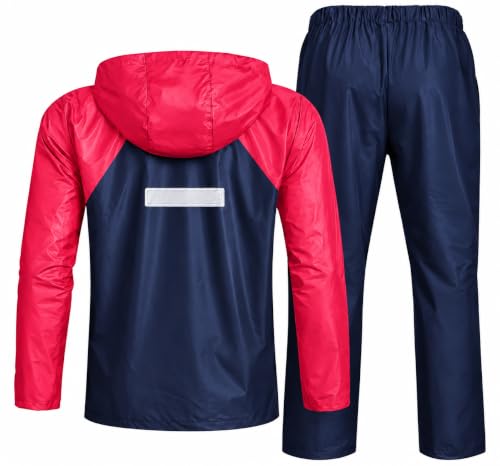 Image of Mens Raincoat Suit with Pant Set Eluxia Series | Waterproof Lightweight Breathable Rain Wear | Elastic Cuff & Waterproof Zipper Raincoat for men waterproof
