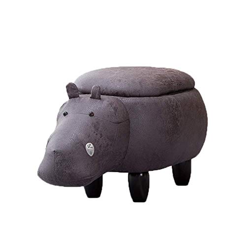 Pouf hippo noir en forme d'animal avec boîtes de rangement intégrées - 2