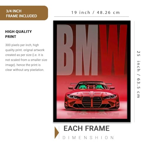 Image of kotart Big Sports Car Framed Posters Gift Items for Boys Room Wall Decoration Bedroom Living Room Office Studio Decor | Car Poster Frame for Wall Decor Set Of 3 Size (19 X 25 inch)