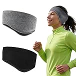 Morofme Running Ear Warmers Headband 2Pcs, Full Coverage Ear Protection Elastic Headbands for Men and Women, Sports Headband Earmuffs With Fluff Windstopper for Outdoor Sports Cycling Hiking Skiing