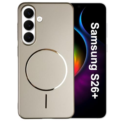 Image of AIBEX Ultra-Thin Mag-Saf Back Cover Case Compatible with Samsung S26 Plus| Slim Fit Scratch-Resistant Matte | Magnetic Wireless Charging | Microfibre Lining | Camera Protection (PC Material) - Gold