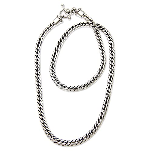 NOVICA Artisan Handmade Men's .925 Sterling Silver Chain Necklace Indonesia Balinese Traditional 'Sleek'