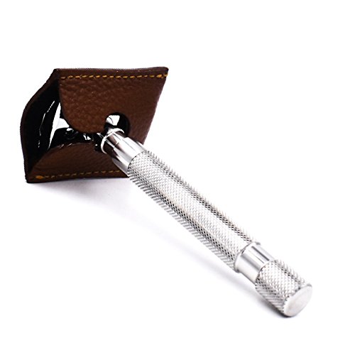 Parker Genuine Leather Double Edge Safety Razor Protective Sheath/Travel Cover (Saddle Brown) #TOP2