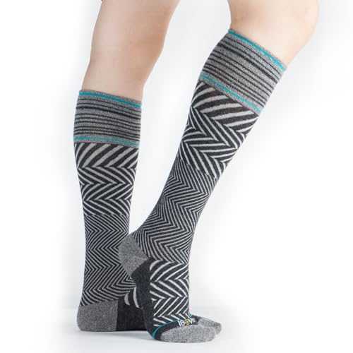 ja vie JAVIE Zebra Merino Wool Compression Socks for Men & Women (15-20mmHg), Knee-High Stockings Seamless Toe for Running3