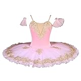 Original Ballet Skirt Bodice with Tulle Lace Sequins Professional Stage Performance Ballet Tutu for Girls&Womens Pink-2