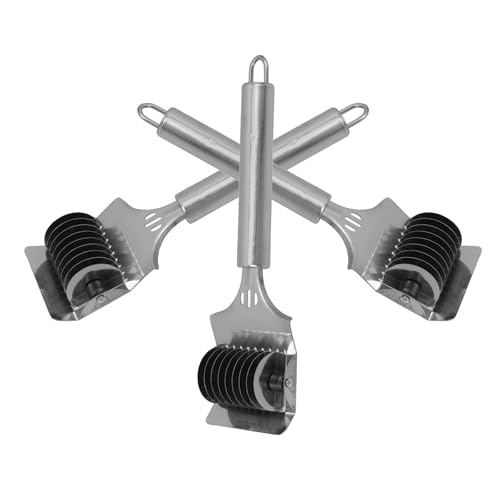 Hemobllo Machine à Pâtes Manuelle 3pcs en Acier Inoxydable Coupe-nouilles Treillis, Poignée Antidérapante, Facile à Utiliser Cuisine Compacte et Repas Familiaux
