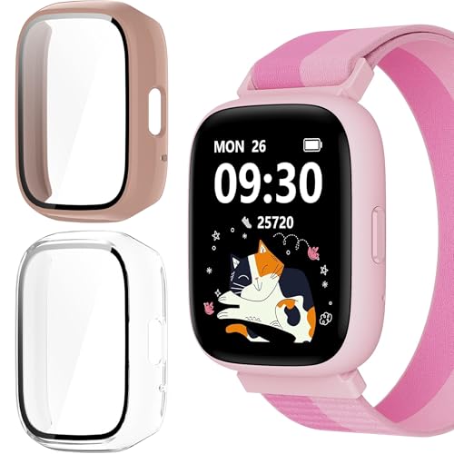 Coque montre connectée BIGGERFIVE BW02 protection écran verre trempé rose