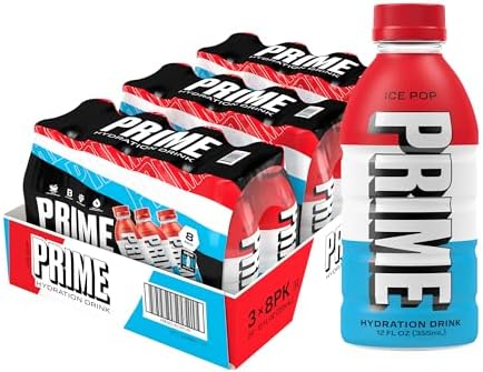 PRIME Hydration ICE POP, Sports Drinks, Electrolyte Enhanced for Ultimate Hydration, 250mg BCAAs, B Vitamins, Antioxidants, Low Sugar, 12 Fl Oz (Pack of 24)