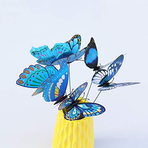 Toyvian Butterfly Stakes Sticks Outdoor Garden Yard Flower Pot Ornaments Party Supplies 24 Pieces (Blue) #TOP3