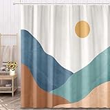 Lifezilla Boho Mountain Shower Curtain Minimalist and Abstract Shower Curtain Set Fabric Shower Curtains Bathroom Set with 12 Hook Boho Mountain 2 72×72 Inches