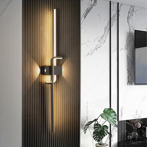 Aplique de pared LED de 60cm con mando regulable en aluminio negro 6