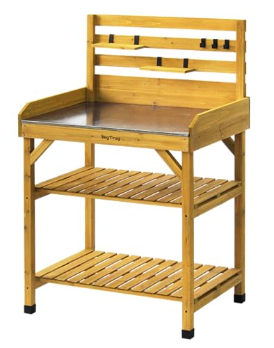 VegTrug® Mesa de Cultivo 100% Madera certificada FSC, 81 x 56 x 125 cm, Color Natural