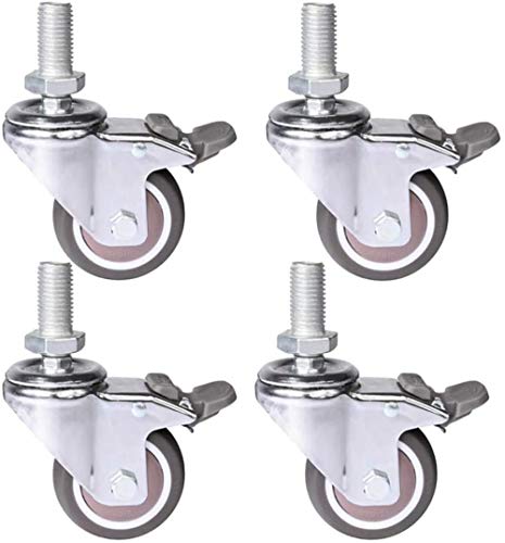 Lenkrollen, 7,6 cm, 75 mm, M20 × 40 mm Gewinde, geräuscharm, universal, schwenkbare Gummirollen mit Bremse, für Kühl- und Gefrierschrank