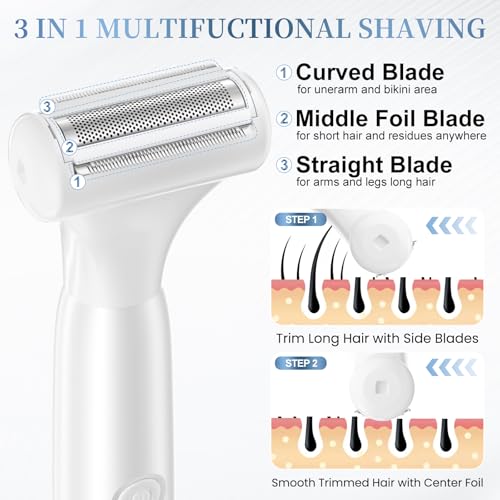 5 in 1 Bikini Trimmer for Women - Electric Razors for Women, Cordless Rechargeable Electric Shaver, IPX7 Waterproof Wet Dry Lady Body Hair Remover for Face Nose Eyebrow Arm Leg Pubic Armpit Bikini - image 7