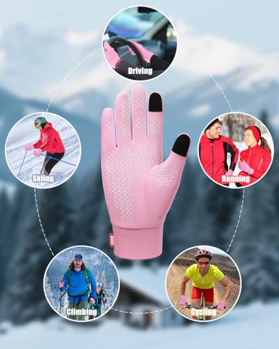 Image of Aegend Lightweight Winter Gloves for Men Women, Warm Running Gloves Touchscreen Thermal Glove Liners for Cold Weather Driving, Cycling & Hiking, Non-Slip, Elastic Cuff, Stretchy, Durable