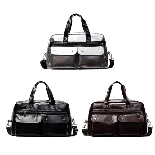 Sac de sport multi-compartiments étanche en PU café avec sangle réglable - 5