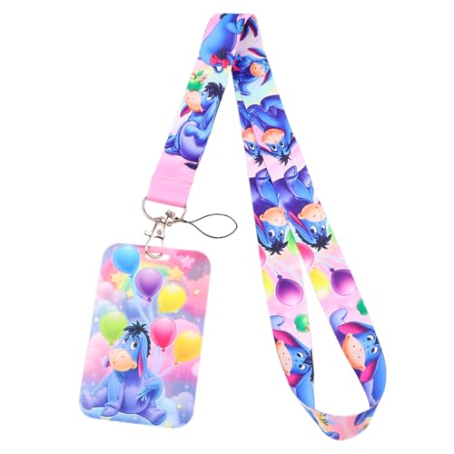TV Movies Cartoon Tiger Eeyore Lanyard Badges Holders Keychain for Outdoor, Traveling, Sports and Bags (Blue with Card)