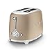 Smeg Electric Kettle Matte Champagne & 2-Slice Toaster Matte Champagne