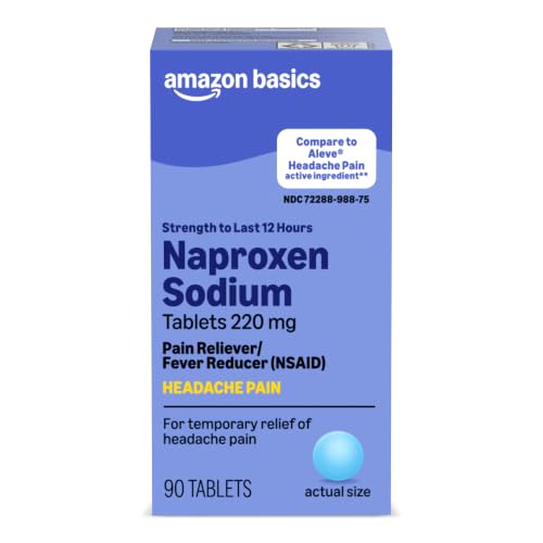 Amazon Basics Headache Pain Relief Naproxen Sodium Tablets 220 mg, Also Relieves Arthritis, Muscular Aches, Backache, Menstrual Cramps and Toothache, 90 Count (Previously Care) - image 1