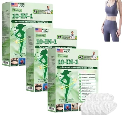 MOVVIYE Moringa 10-In-1 Nano Microdarts Patch, 2026 New Berberine Patches, Natural Body Slim Patchs For Women And Men, Suitable for All Skin Types (3 boxes)