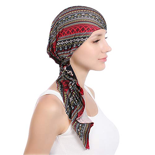 ZYCC La cabeza de la bufanda del sombrero del pañuelo impreso algodón turbante Headwear para el cáncer, la quimioterapia, la pérdida del cabello para Unisex-adulto Brown One size, Elastic