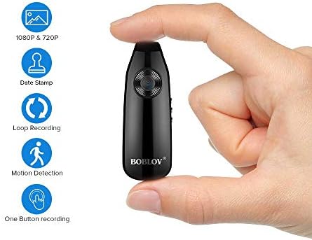 BOBLOV 007 Small Body Cameras, 1080P Full HD Mini Camera Body Wear Camera, Bike Cameras Cycling Video Recorder, Portable Pocket Body Cams with Back Clip, Video & Audio Recording, Motion Activated
