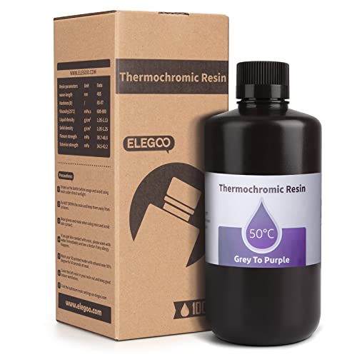 Image of ELEGOO Thermochromic 3D Printer Resin, UV-Curing Resin for MSLA DLP LCD 3D Printing Turning from Grey to Purple, 1000G