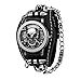 Produktbild JewelryWe Uhren Herren Analog Quarz Armbanduhr Gothic Punk Totenkopf Schädel Patronenhülse Gewehrkugel Panzerkette Uhr mit Breit Leder Armband Schwarz