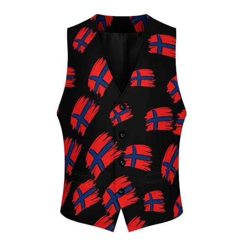 Norway Flag Novelty Men's Suit Vest Funny Formal Dress Vests Business Waistcoat3