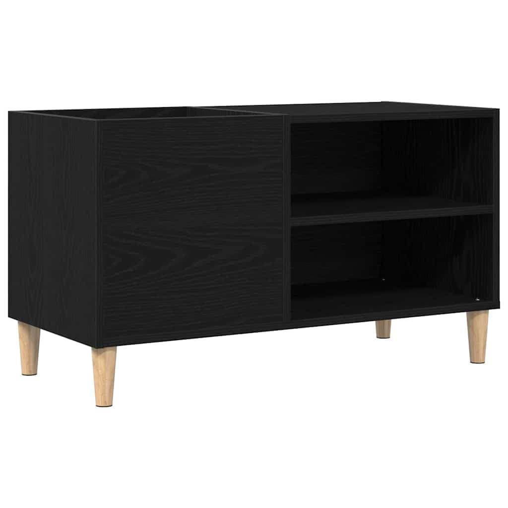 Mueble porta vinilos roble negro 84,5 x 38 x 48 cm | Diseño minimalista, elegante para salón, ideal para colección de vinilos
