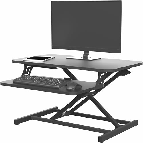 VIVO Height Adjustable 28 inch Stand Up Desk Converter, Quick Sit to Stand Tabletop Dual Monitor...