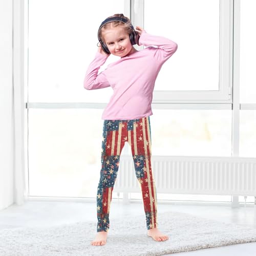 Boccsty Fourth of July American Flag Girls Leggings Kids Yoga Pants Dance Active Tights 4T4