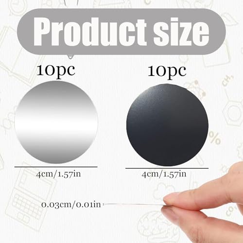 HORREX 20 Stück 40 MM Rund Kleine Magnete zum Kleben Magnetfolie Selbstklebend Stark Metallplättchen Selbstklebend Selbstklebende Magnete mit Magnet KFZ Handyhalter (Schwarz+Silber)