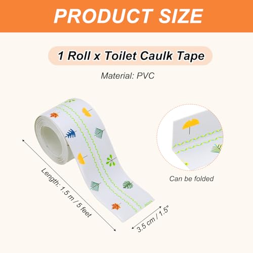 Image of PATIKIL Caulk Tape Waterproof Self Adhesive, PVC Toilet Caulking Sealant Strip Bathtub Caulk Sealing Strip Tape for Bathroom Kitchen Countertop, Autumn Leaves (1.5 Inch x 5 Ft)