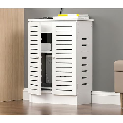 Gestión del cable de red en gabinete blanco para módem oculto 2