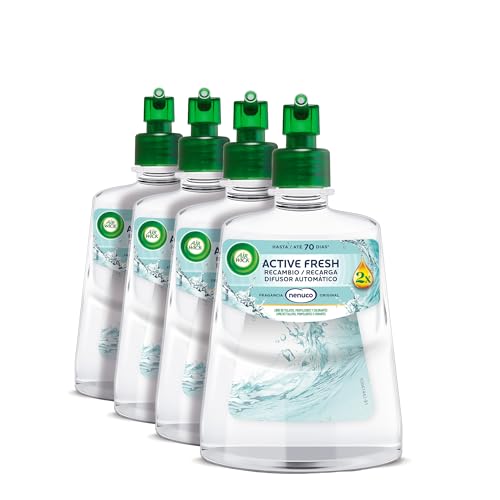 Air Wick Active Fresh Recambios Ambientador Automático, Nenuco, 4x228ml, 280 Días