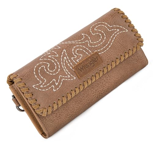 Image of Montana West X Wrangler Western Wallets for Women Trifold Wristlet Wallets Large Capacity Women Clutch Wallet with Coin Purse