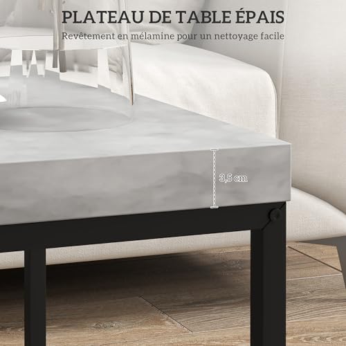 Tables Basses Gigognes x2 Marbre Blanc Gain Place HOMCOM