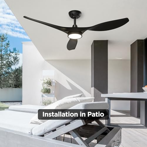 Roomratv Ceiling Fans with Lights, 52 Inch Ceiling Fan with Light and Remote, Black Ceiling Fan, DC Motor, 6 Speed, Quiet Noiseless, 3 CCT, Reversible, Plastic Blades, Indoor for Living Room Bedroom thumbnail 8