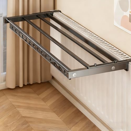 WTJDCCY Balda Radiador, Tendederos Orificios para Colgar Ropa, Bordes Frontales Redondeados, Cubre Radiadores de Aluminio para De Sala De Estar o Dormitorio(Gray,40cm/16in)