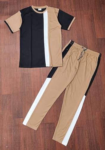 Image of Cotton Blend Night Suit /Summer Suit for Men, Stylish Regular Fit Half Sleeves T-Shirt & Lower Set | Soft Cord-Set Track Suit for Boys | Ideal for Casual Outings, Gym, Workout