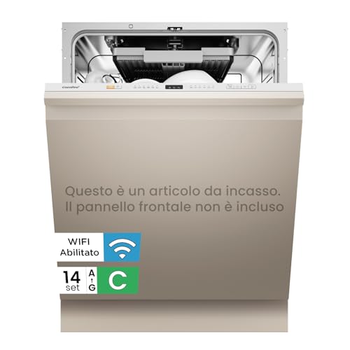 COMFEE' CDWPB1415P(S)-W-EU Lavastoviglie da Incasso con 14 coperti, 8 Programmi, di avviamento ritardato, Funzione di Mezzo Carico, cloud wash, Asciugatura Extra - Inox