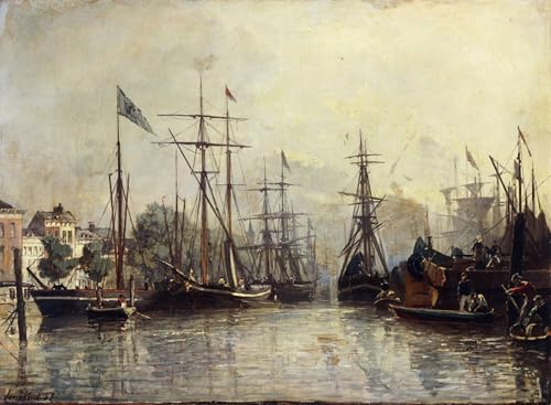 Affiches et gravures impression sur toile le port de Rotterdam Jongkind peinture moderne 60x90