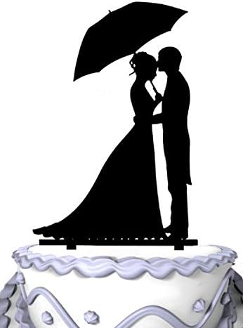 Meijiafei Bride Hold Unbrella and Groom Silhouette Wedding Cake Topper ...