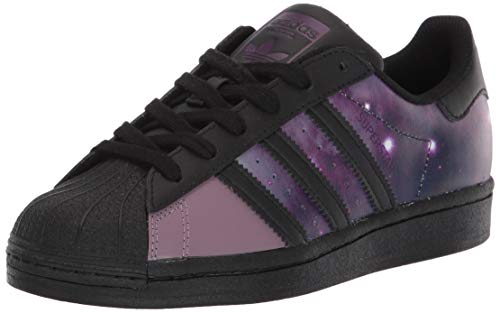 adidas Originals Kids Unisex's Superstar Sneaker, Black/Black/Glory Purple, 4