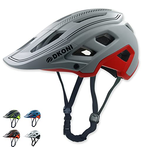 Bike Helmet Mountain Bike Helmets For Adults:men Women Bicycle Helmet Certified Mtb Cycling Helmet Lightweight With Visor (Large, Gray/Red) #TOP6