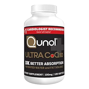 Qunol-Ultra-CoQ10-100mg-3x-Better-Absorption-Patented-Water-and-Fat-Soluble-Natural-Supplement-Form-of-Coenzyme-Q10-Antioxidant-for-Heart-Health-120-Count-Softgels Qunol CoQ10 100mg Softgels, Ultra CoQ10 100mg, 3x Better Absorption, Antioxidant for Heart Health & Energy Production, Coenzyme Q10 Vitamins and Supplements, 4 Month Supply, 120 Count