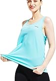 TLRUN Ultralight Running Singlet Yoga Racerback Tank Top for Women Marathon Workout Tops Gym Exercise Sleeveless Shirt(Medium, Light Blue)